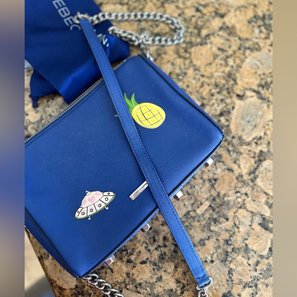 Rebecca Minkoff Avery crossbody bright blue & silver hardware and dust bag - Picture 11 of 15